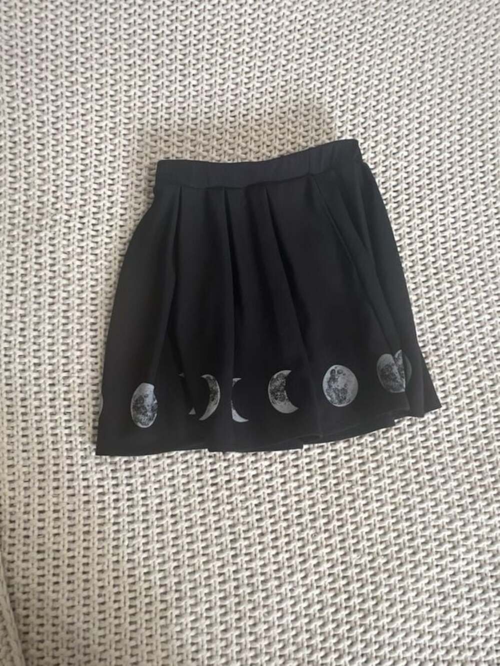Midnight Hour Moon Phase Print Pleated Mini Skirt